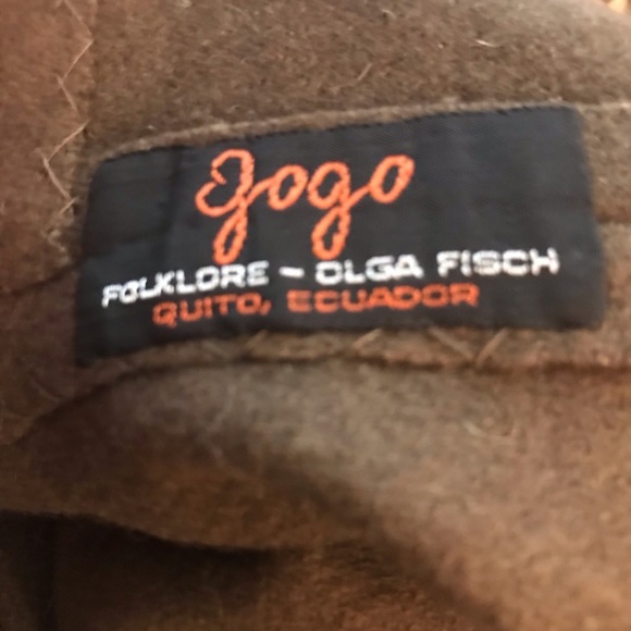 Olga Fisch Brown Floral Embroidered Wool Poncho OS - Picture 7 of 7